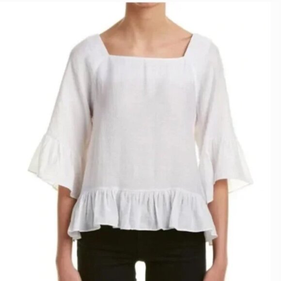 Moon River Women's Ruffle Square Neck Top White - M - Picture 1 of 6